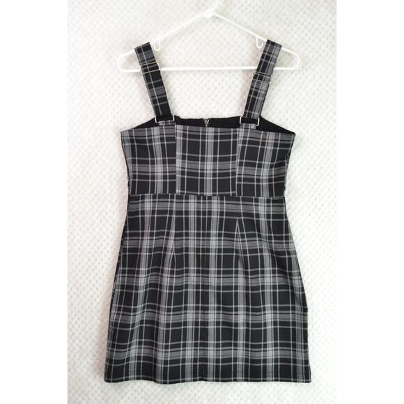 Forever 21 Women's Medium Black Plaid Jumper Dress Y2K School Girl Academia Prep - Picture 8 of 15